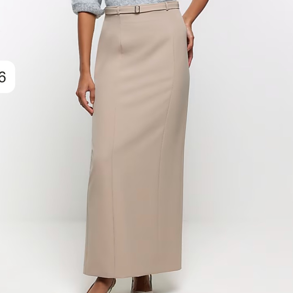 Black and Grey Belted Maxi Skirt
